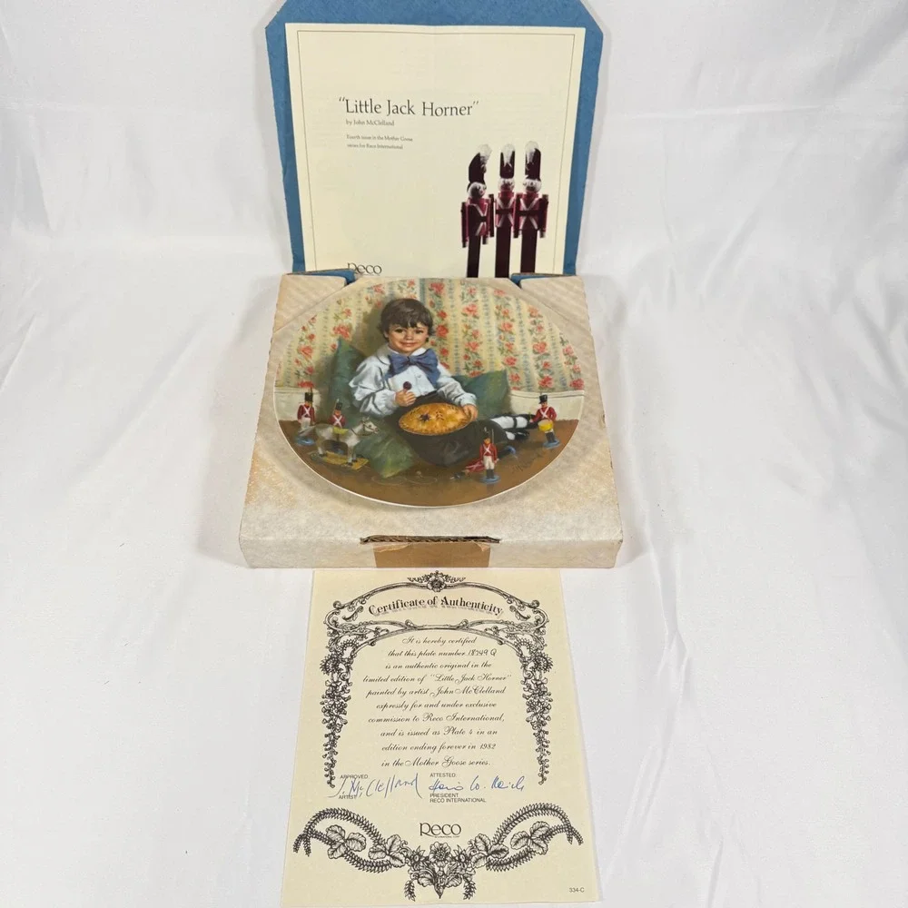 Reco Little Jack Horner Plate Mother Goose 1982 McClelland COA